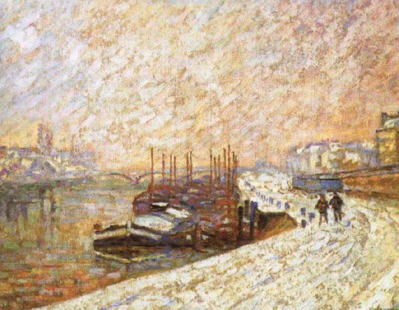 Armand guillaumin Barges in the Snow